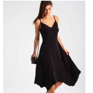 TED BAKER SIMBAH ROSE GOLD DETAIL SCALLOPED HEM MIDI DRESS SZ US 10/12 TED SZ 4